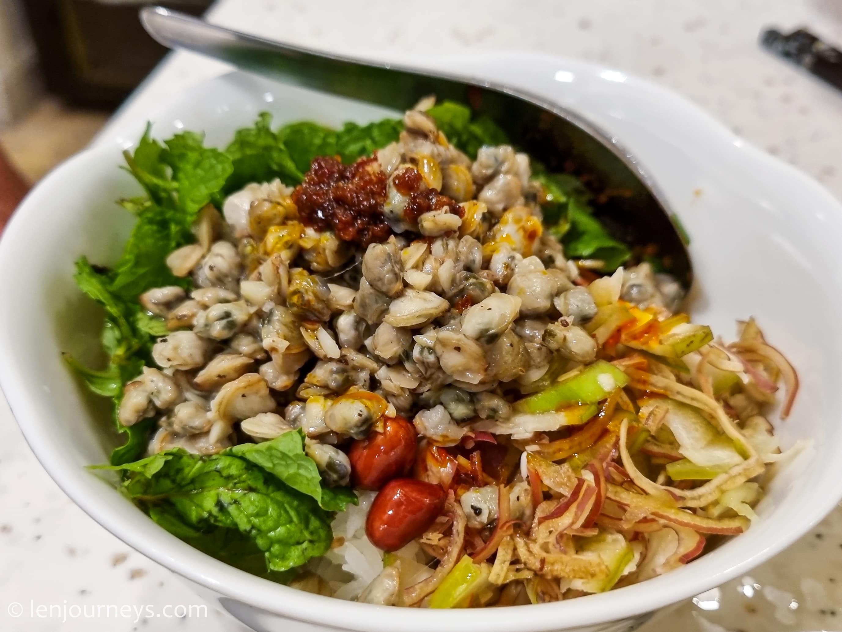 Cơm hến, rice mixed with baby clams