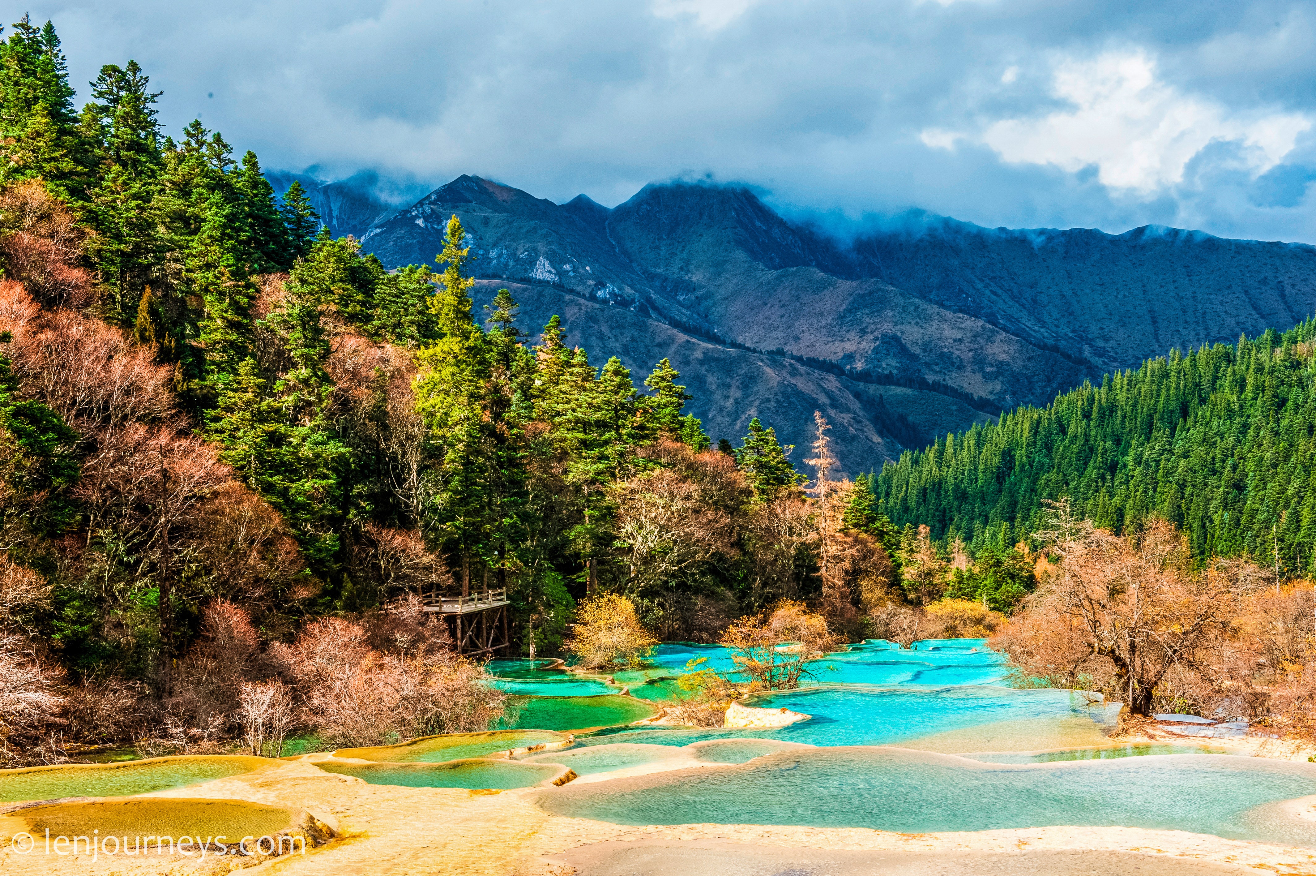 Travertine terraces in Huanglong