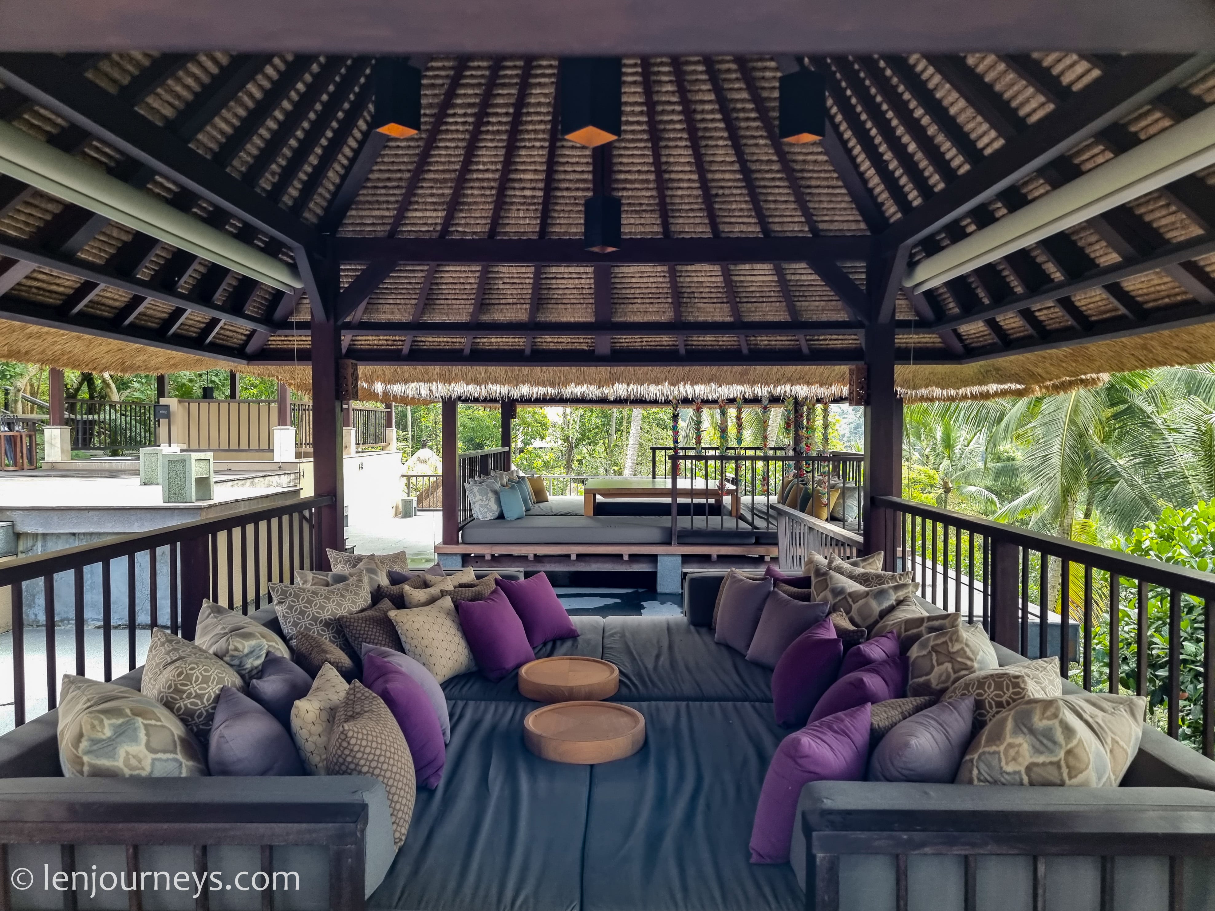 Inside a public gazebo