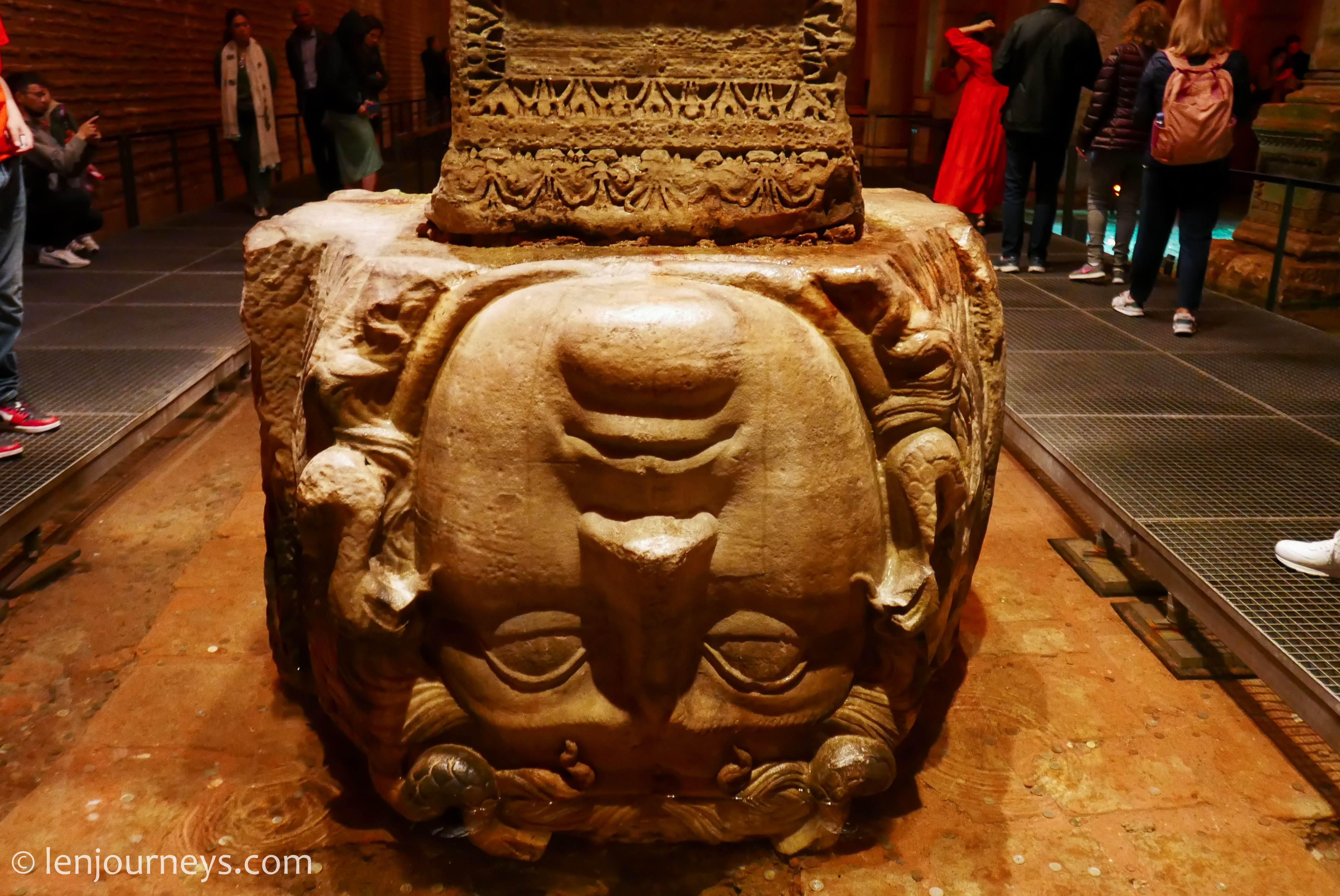 The reversed head of Medusa in Basilica Cistern, Istanbul