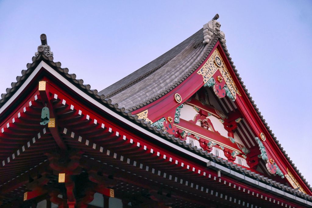 The intricate roof of Sensoji Temple