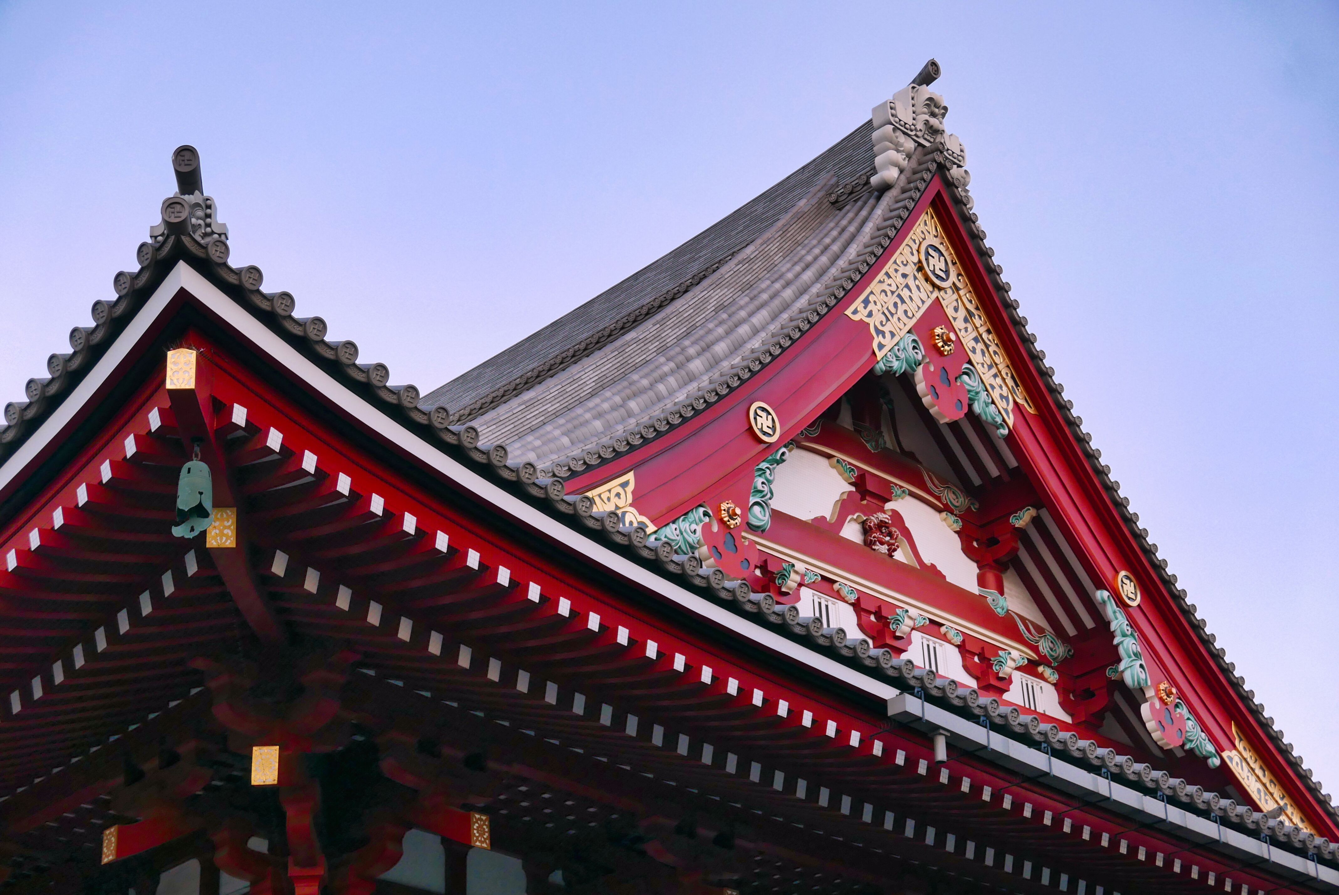 The intricate roof of Sensoji Temple