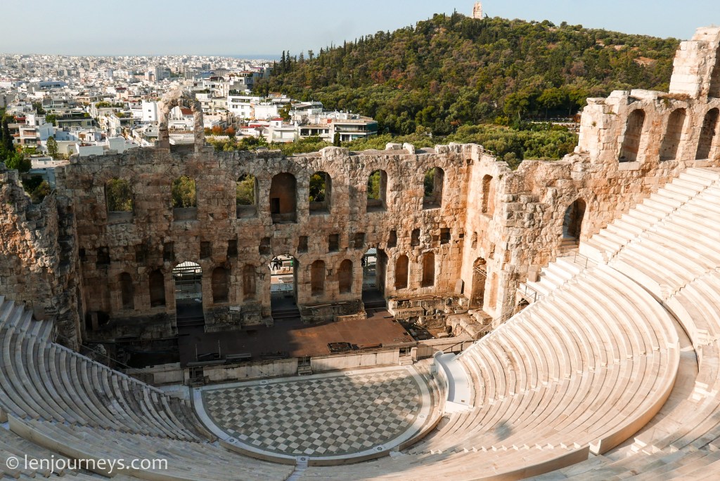 Odeon Theater built on the slop of Acropolis hill, Athens