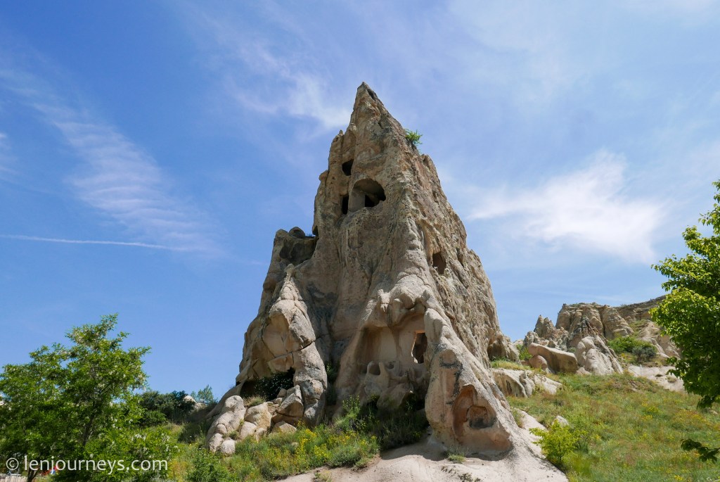Houses carved into a volcanic cone