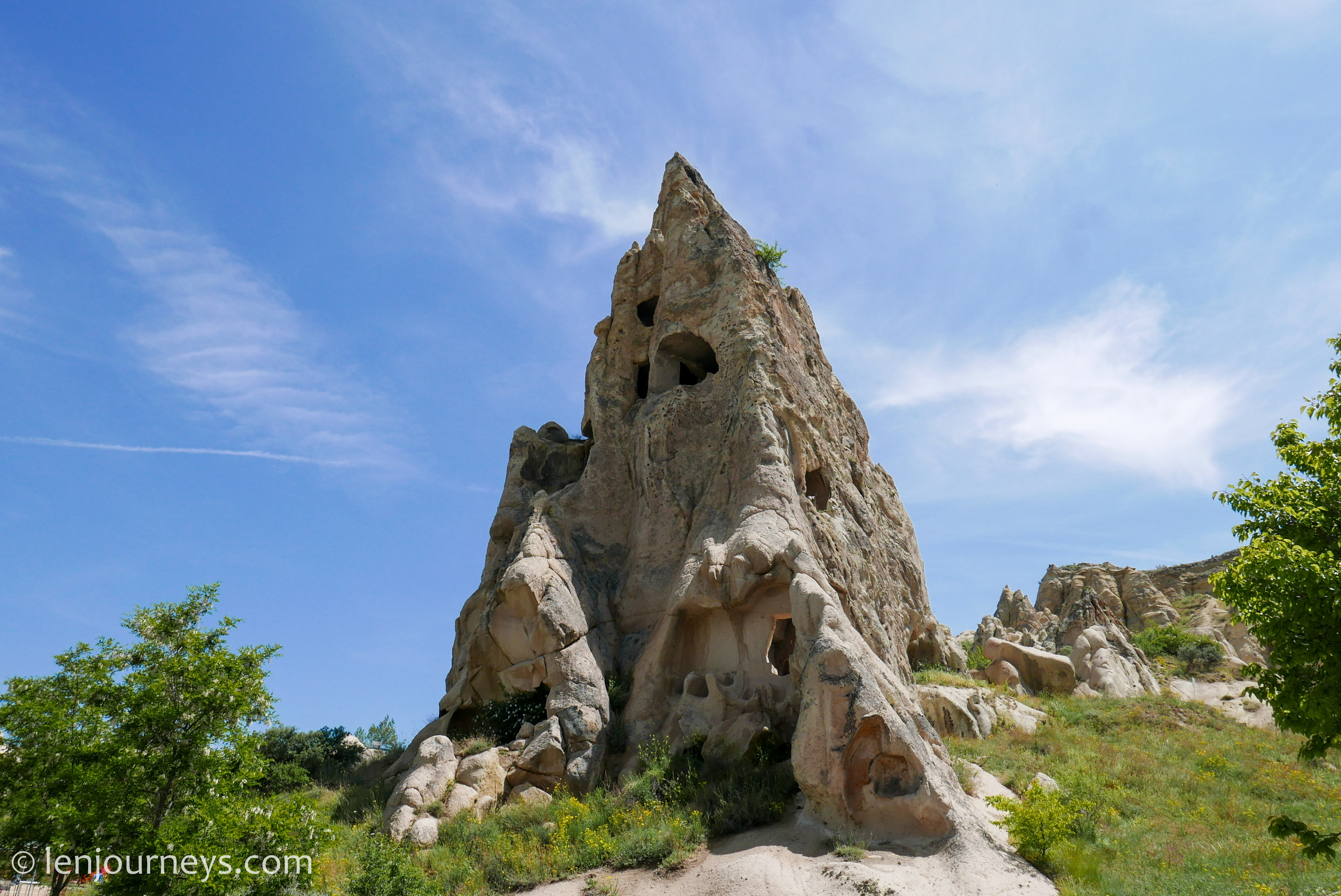 Houses carved into a volcanic cone