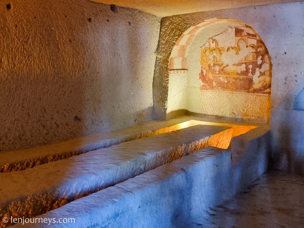Dining area in a cave monastery, Cappadocia