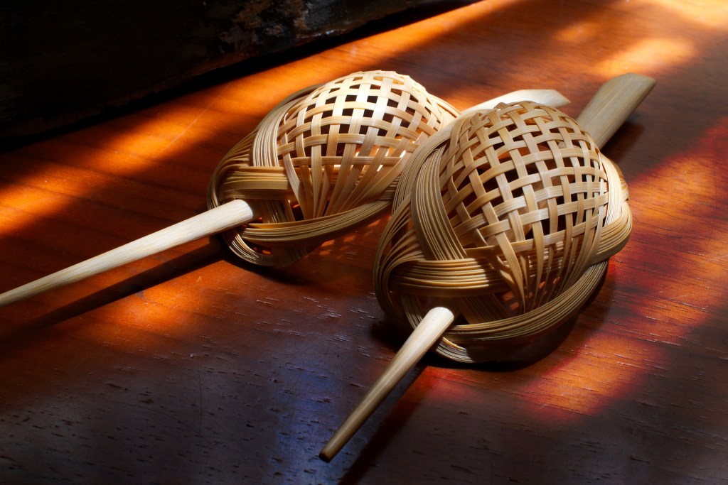 Hair ornaments made of bamboo at Tsingpu Tulou Retreat