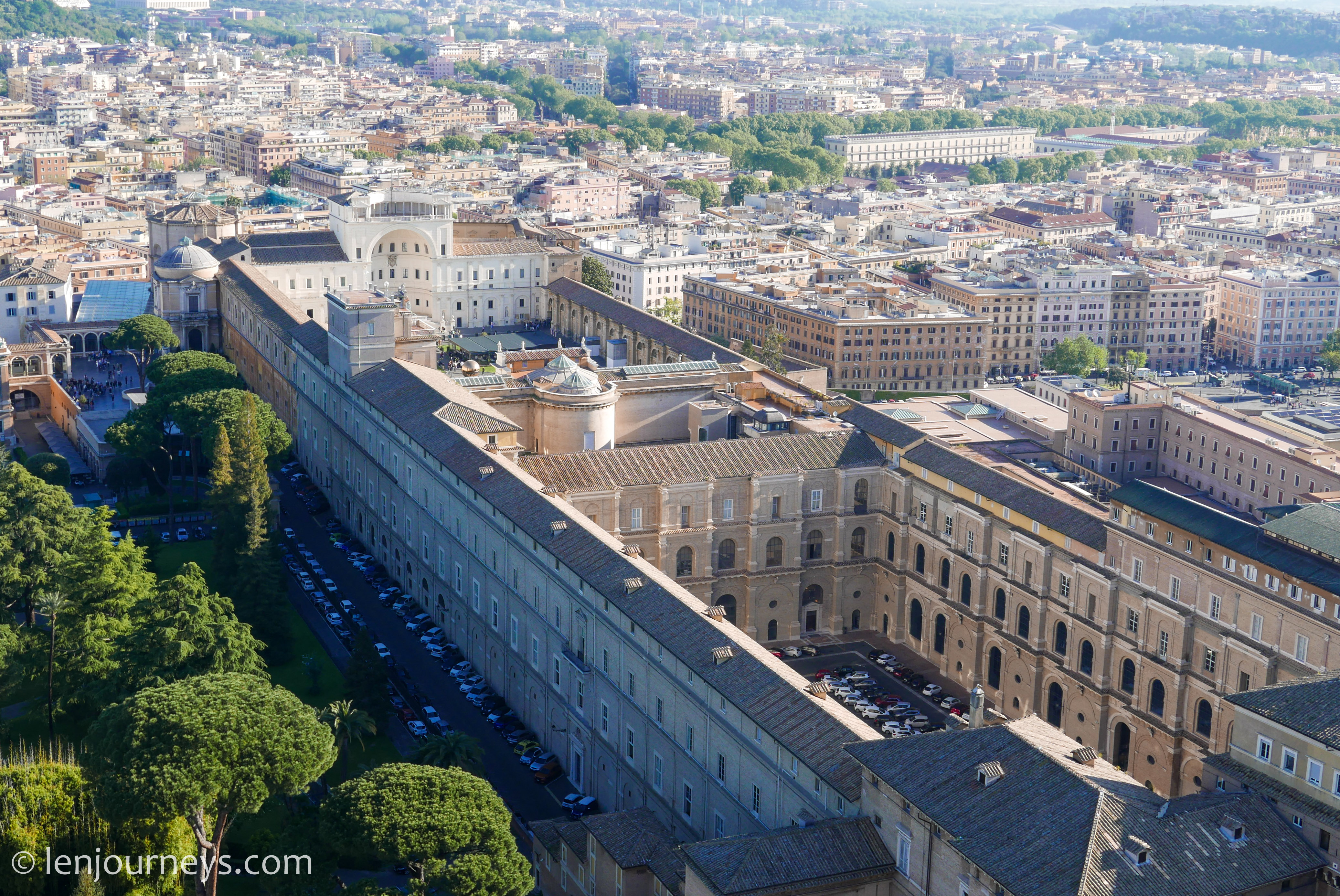 An aerial view of the Vatican Museums